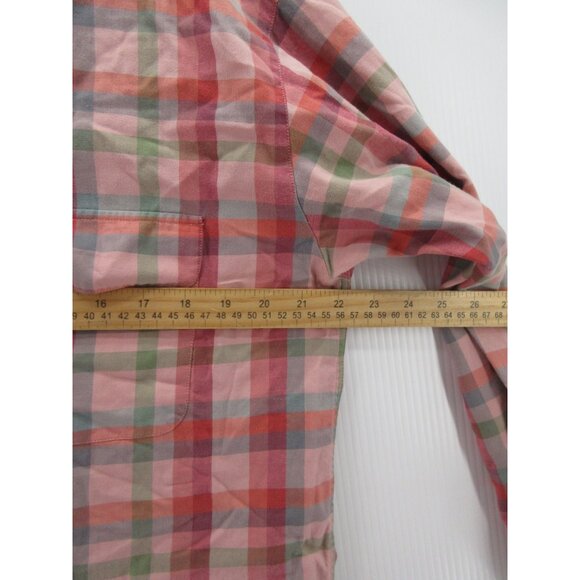VINTAGE Gap Top Medium Shirt Loop Collar Button Up Plaid 90s Field * - Picture 5 of 12